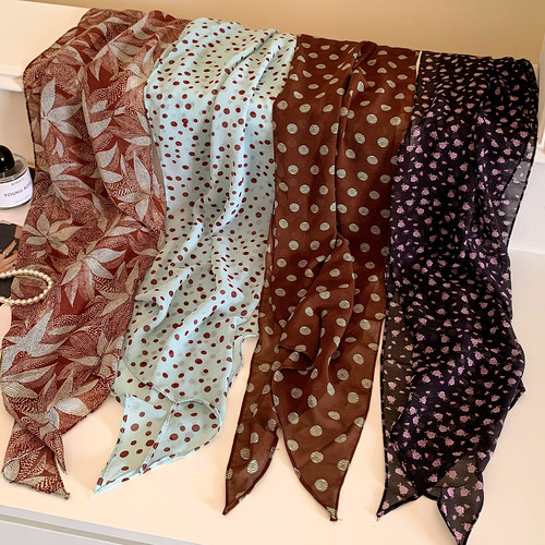 高级感波点长条丝巾女春夏系脖