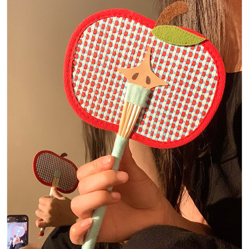 可爱苹果编织小蒲扇女夏天便携式