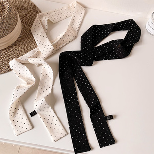 韩系波点长条丝巾女春夏系脖高级感围巾小领巾装 饰品飘带2026新款