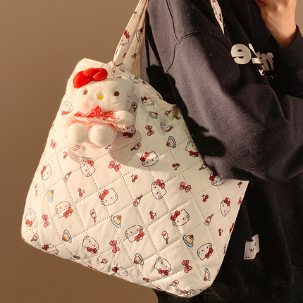 甜美可爱猫咪托特包女大容量韩系百搭大学生上课通勤单肩手提包包
