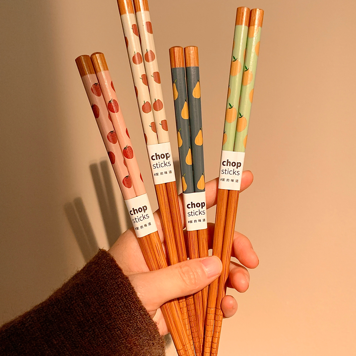 超值8双装！可爱天然竹木筷子