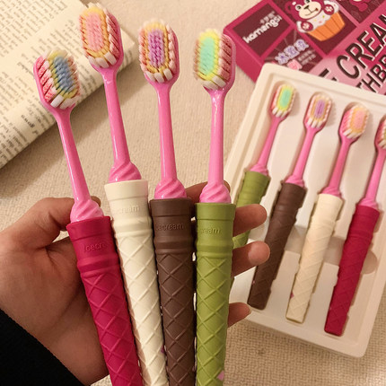 冰淇淋牙刷礼盒~4支装软毛小头牙刷成人洗漱护龈情侣家用学生女生