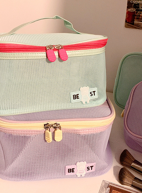 高颜值大容量网纱化妆包便携旅行护肤品收纳包可爱洗漱包2025新款