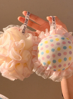 可爱波点双面洗澡沐浴球高档不散超柔软浴花女起泡搓澡巾2025新款