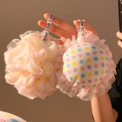 可爱波点双面洗澡沐浴球高档不散超柔软浴花女起泡搓澡巾2025新款