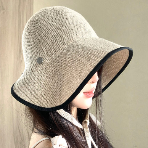 大帽檐系带渔夫帽女夏季老钱风