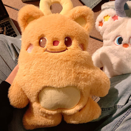 黄油小熊热水袋充电防爆可爱毛绒暖水袋女生暖手宝暖宝宝热敷专用