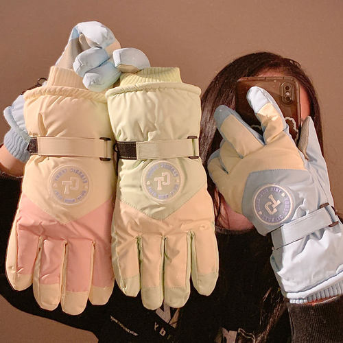 骑行触屏全指手套女士冬季滑雪