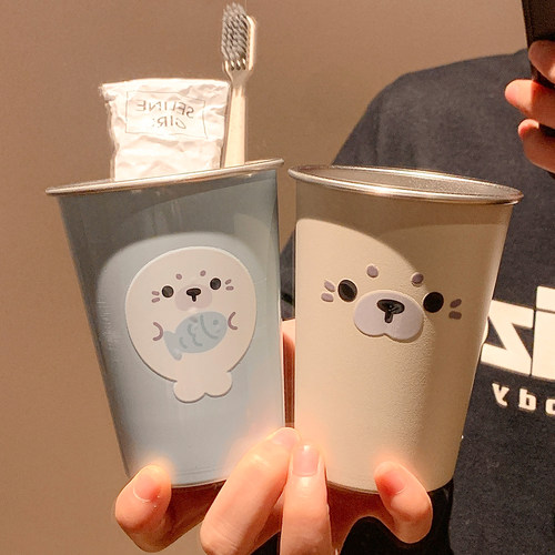 可爱海豹不锈钢洗漱杯子牙具牙缸