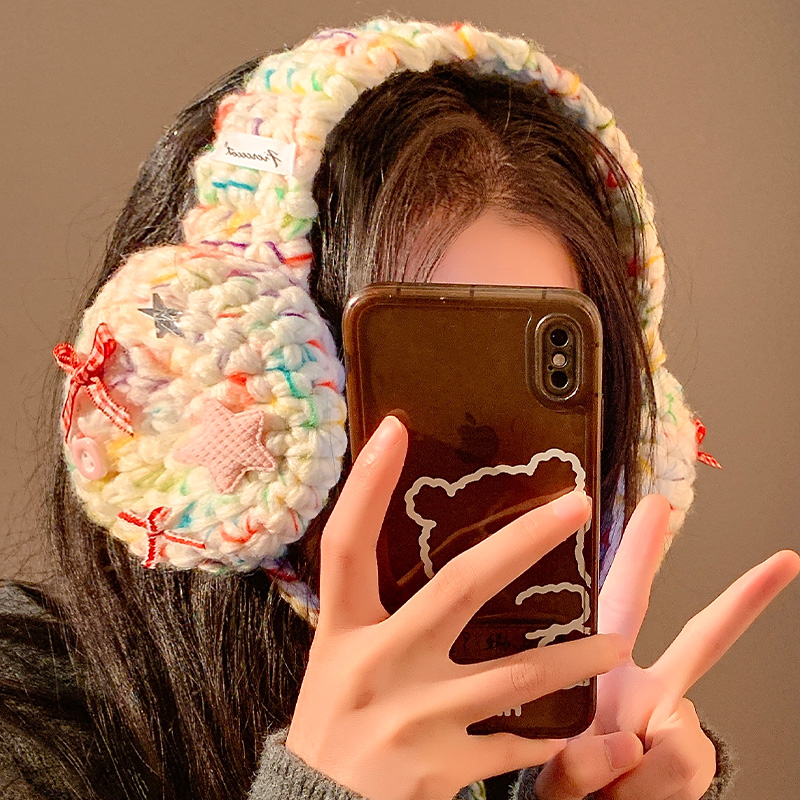 可爱民族风针织毛线耳罩女冬季保暖防寒冻护耳套耳暖耳包耳捂子