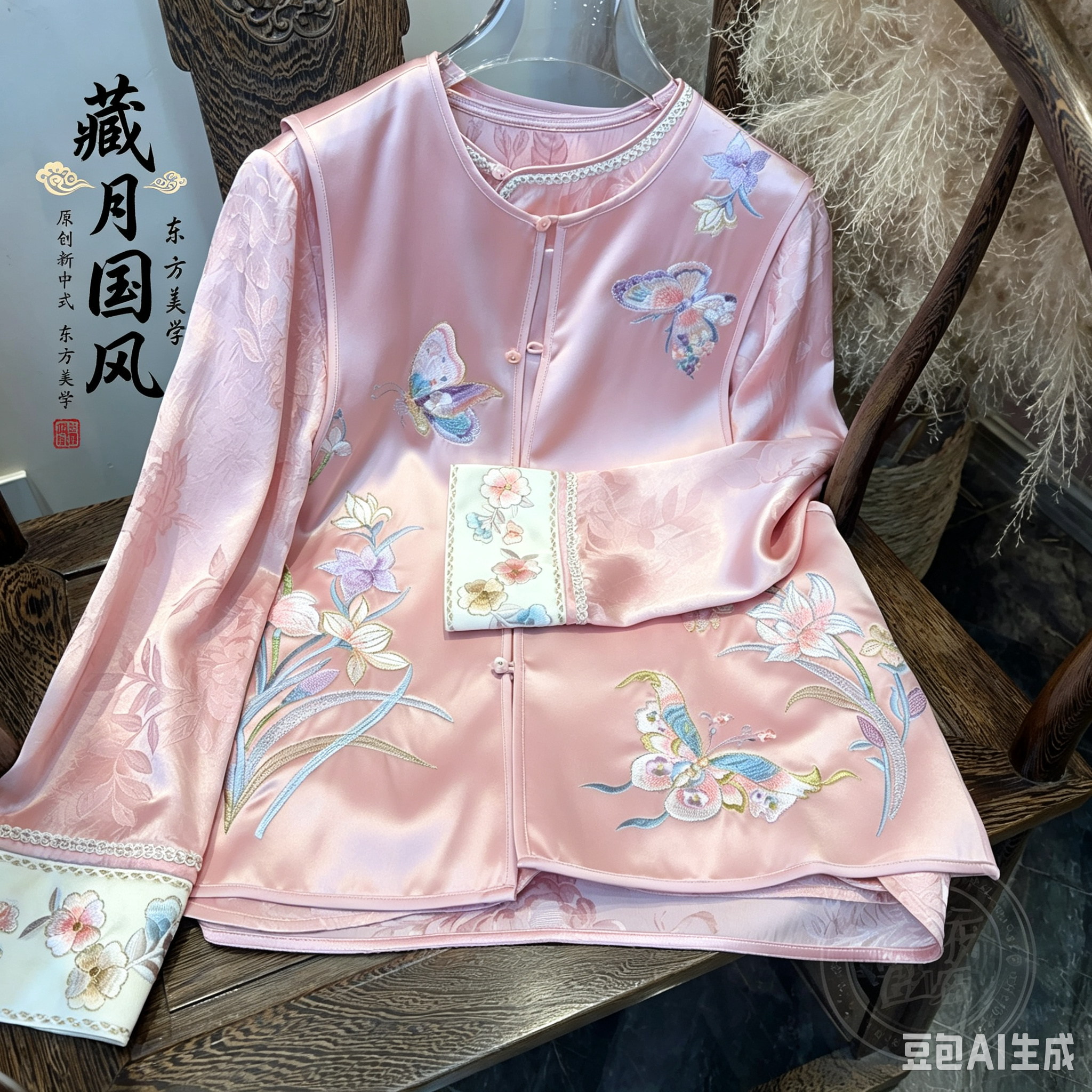 【蝶恋花】藏月国风新中式刺绣显马夹