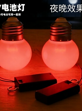 3VLED灯泡5号电池大红灯笼灯泡3W白光暖黄光电子夜灯带开关带挂钩