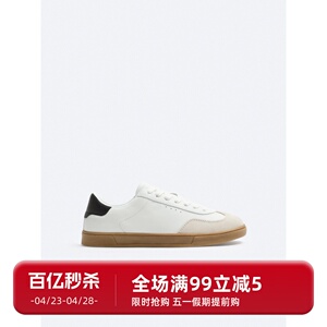 春季新品欧美男鞋简约平底复古拼接厚底运动休闲鞋潮流简约板鞋