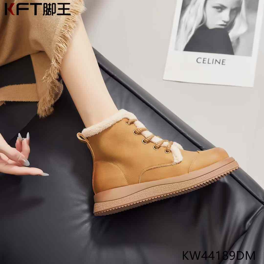 KFT脚王棉鞋雪地靴女2024冬季新款时尚百搭圆头厚底增高加绒短靴