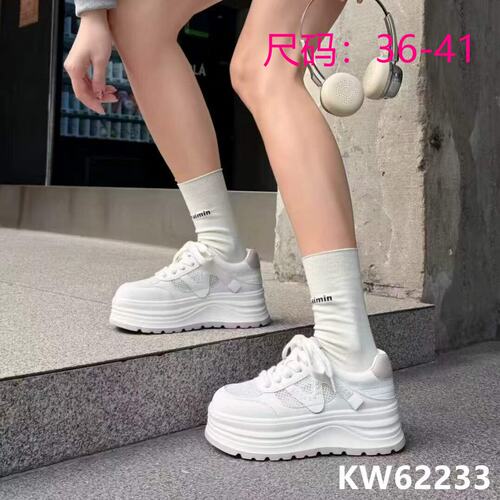KFT脚王厚底休闲鞋女鞋板鞋ins夏季新款系带小白鞋百搭网鞋面包鞋
