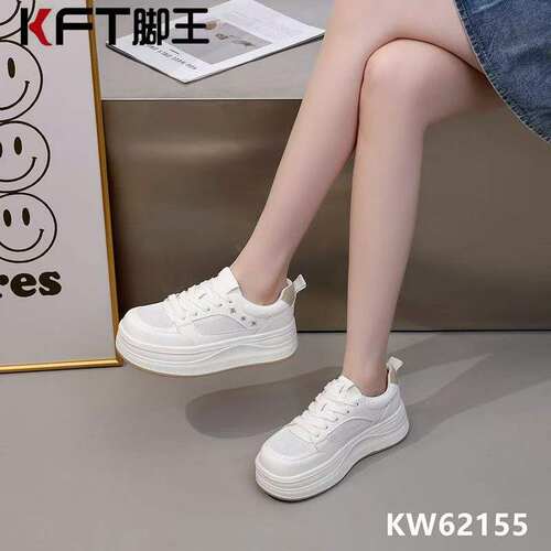 KFT脚王厚底休闲鞋女鞋板鞋ins夏季新款系带小白鞋百搭网鞋面包鞋