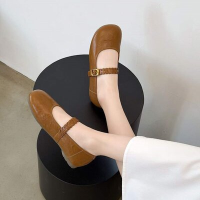 KFT脚王夏季新款女复古温柔晚晚风高级感配裙低跟浅口玛丽珍单鞋