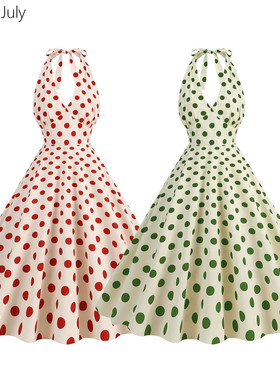 原创气质女神范港风少女V领绑带挂脖连衣裙子夏度假派对演出服夏