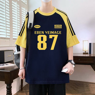 100%棉TS485 夏季 圆领半袖 短袖 P30 潮牌t恤男衣服宽松体恤2025新款