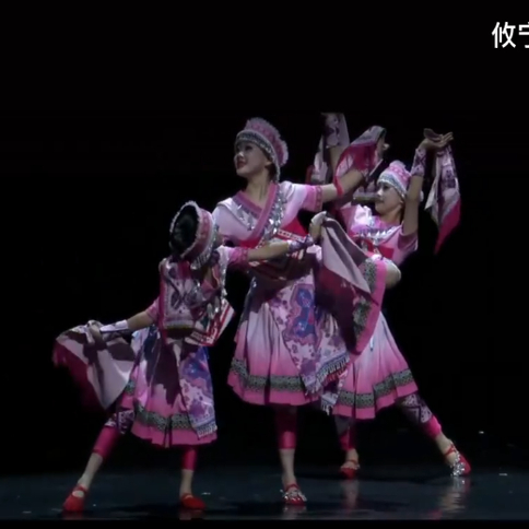 新款儿童舞蹈服装表演服群舞 《桐岭花帕》 少儿群舞表演服渐变色