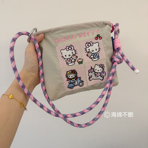 【新款手机包】新款尼龙布刺绣可调节百搭单肩斜挎购物包防水