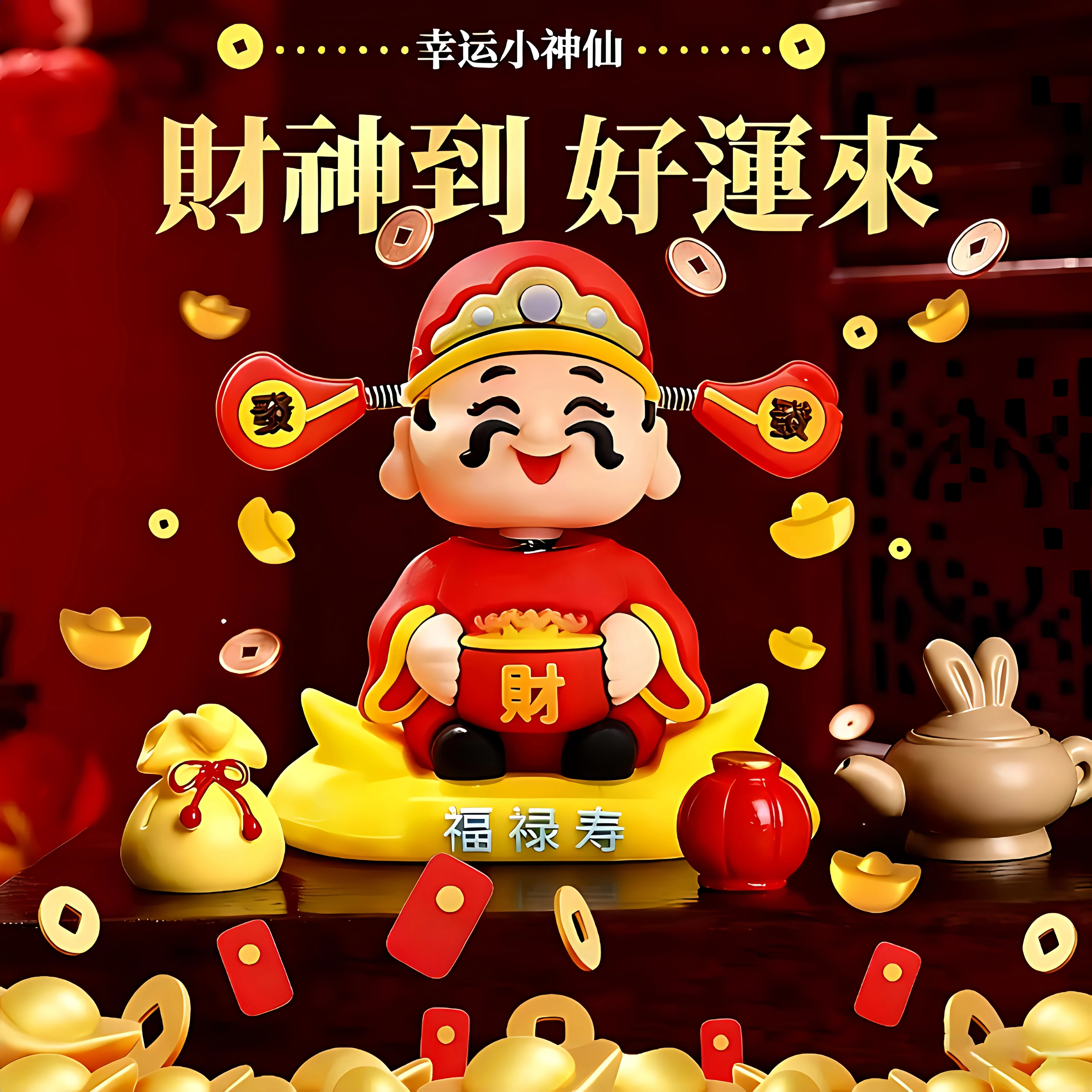 2026新年财神车载桌面摆件招财