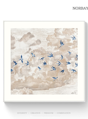 『飞鸟』法式复古客厅装饰画高级感中古沙发背景墙画走廊玄关挂画
