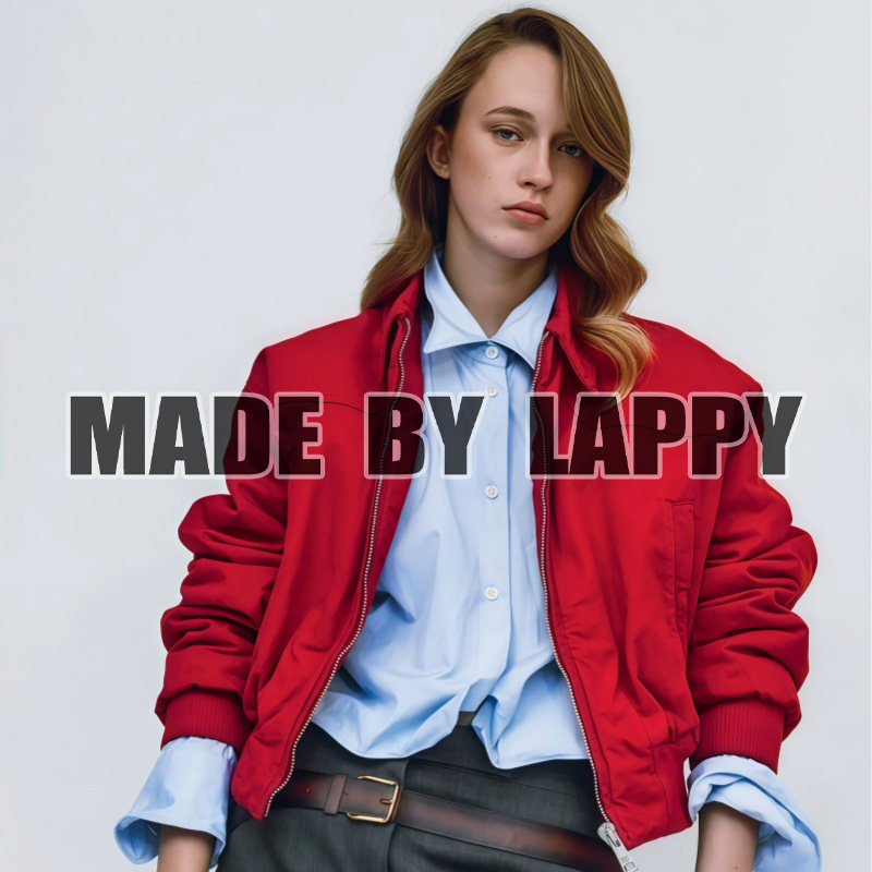 Lappy秋冬季25ss巴恩风翻领夹克外套P家男女普拉家同款红色短夹克