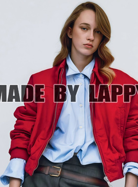 Lappy秋冬季25ss巴恩风翻领夹克外套P家男女普拉家同款红色短夹克
