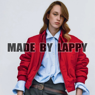 Lappy秋冬季25ss巴恩风翻领夹克外套P家男女普拉家同款红色短夹克