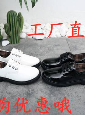 儿童皮鞋黑白色春秋款英伦风大小学生花童夏季男孩演出皮鞋