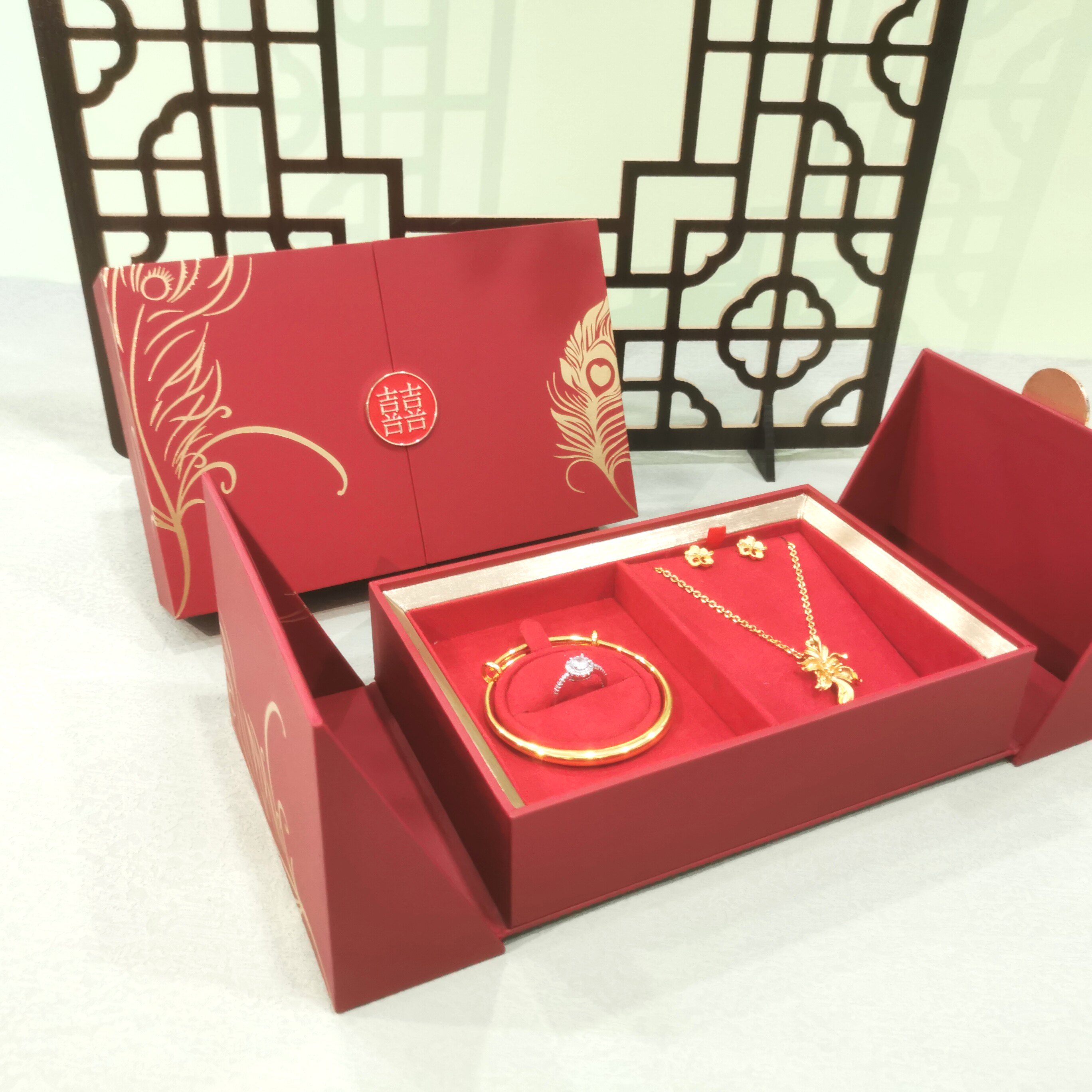 婚庆喜庆中国风龙凤三金