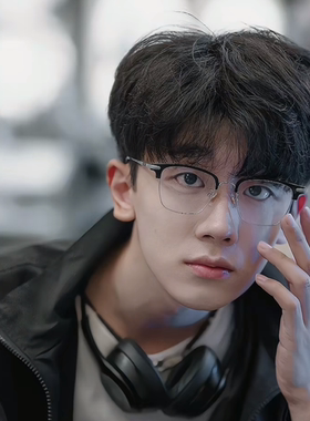 少年感平光镜复古斯文理工男眼镜半框眉毛眼镜框防蓝光可近视