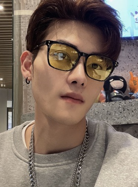 韩ins复古方框铆钉黄女男太阳镜