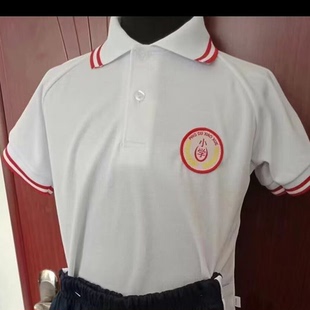 崔召小学白色短袖园服双红杠翻领校服平度市实验小学校服同款定制