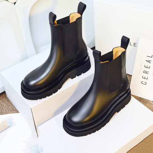 牛皮版~马丁靴女真皮短靴网红春秋单靴英伦风中筒靴厚底切尔西靴