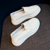 内增高小白鞋 女厚底真皮2026夏季 薄款 全牛皮 透气护士一脚蹬单鞋