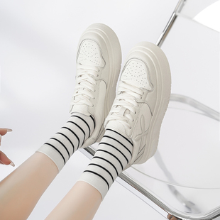 全牛皮~真皮小白鞋女厚底内增高透气韩版学生板鞋休闲运动松糕鞋