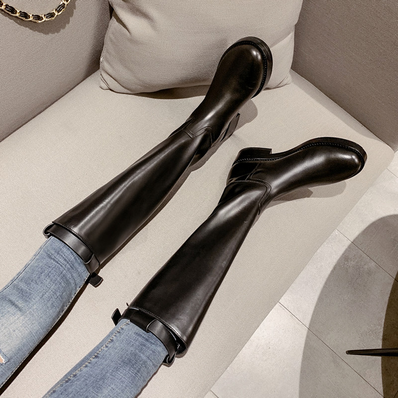 骑士靴不过膝长靴女2026秋冬加绒高筒马丁靴子平底长筒显瘦英伦风