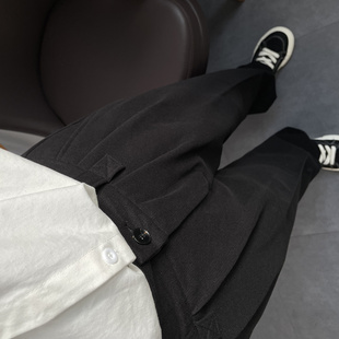 上野 基本款毛呢加厚长裤子 半松紧高品质dk制服裤直筒休闲西裤