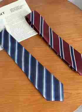 上野 免打手打条纹领带校供感dk小物学院风可搭配衬衫男高领带