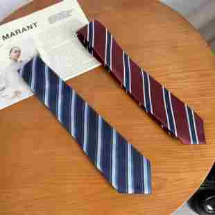 上野 免打手打条纹领带校供感dk小物学院风可搭配衬衫男高领带