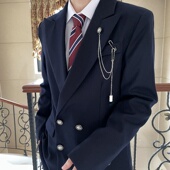 学生校园风校供感制服外搭 西服外套 上野原创 日系dk双排扣西装