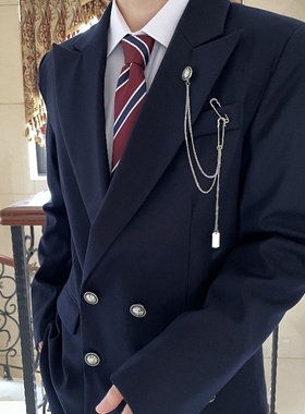 上野原创  日系dk双排扣西装西服外套 学生校园风校供感制服外搭