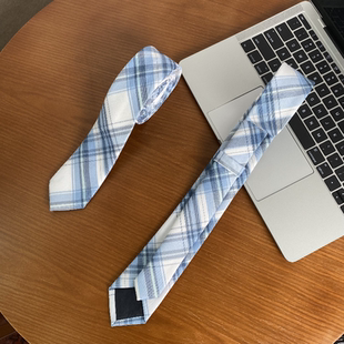 上野 学院风蓝色条纹手打领带日系衬衫配饰DK装饰温柔制服