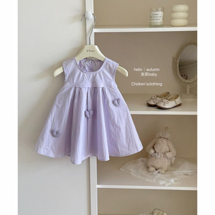 女童连衣裙洋气2025新款 半身裙甜美爱心背心公主裙 夏季 女宝宝无袖