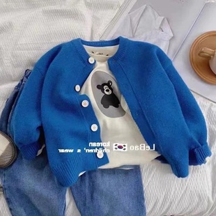 外套男孩长袖 韩版 百搭长袖 男童针织毛衣2025秋季 外套春秋上衣 童装