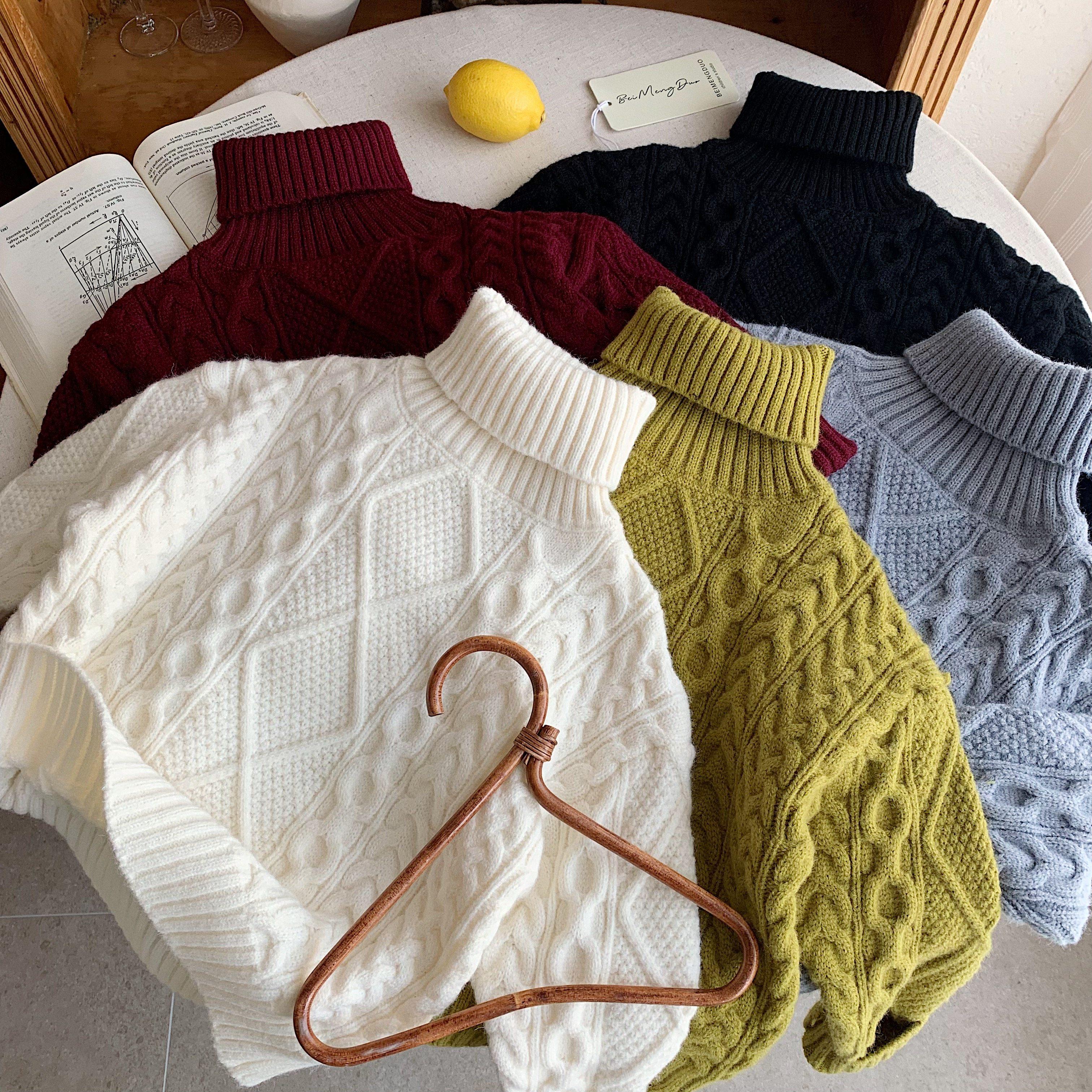 男童冬季厚款麻花毛衣2025秋冬儿童百搭高领针织衫中小童打底衫潮