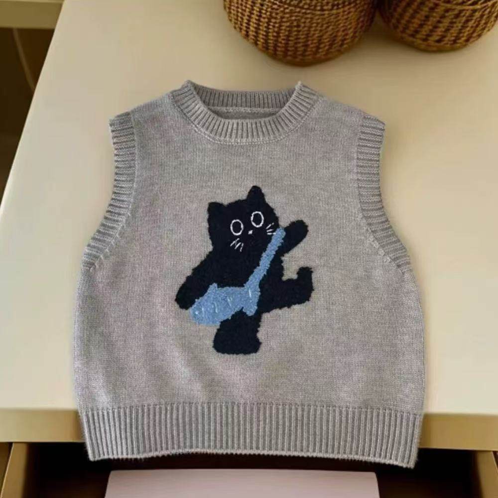 儿童春秋外穿马甲背心男女童新款针织衫童装刺绣卡通打底衫毛衣,童装/婴儿装/亲子装,马甲,淘宝优惠券,粉丝福利购,淘宝优惠卷
