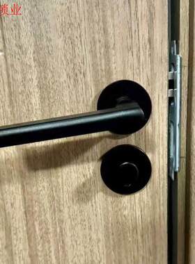 室内门锁锁具房间门把手静音家用磁吸锁分体黑色房门锁卧室木门.